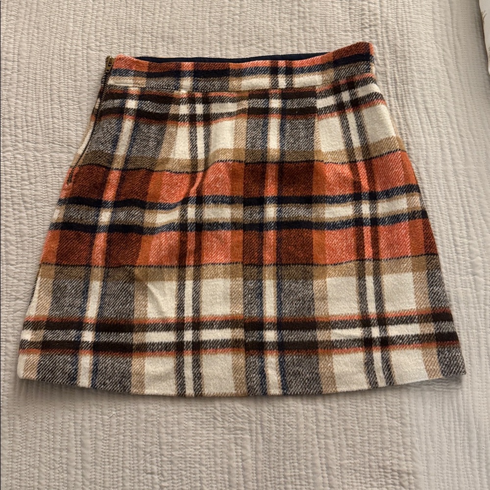 Lulus navy/orange/cream plaid skirt - Picture 5 of 10